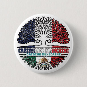 Badge Rond 5 Cm Mexique Mexique France Arbre Drapeau