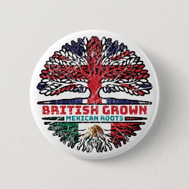 Badge Rond 5 Cm Mexique Mexique Royaume-Uni British Tree (Devant)