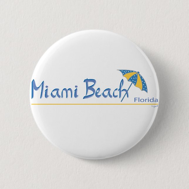Badge Rond 5 Cm Miami Beach, Floride Cool parapluie (Devant)