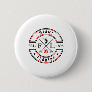Badge Rond 5 Cm Miami Floride Fl Rétro Surfeur Front de Mer Et Ck 
