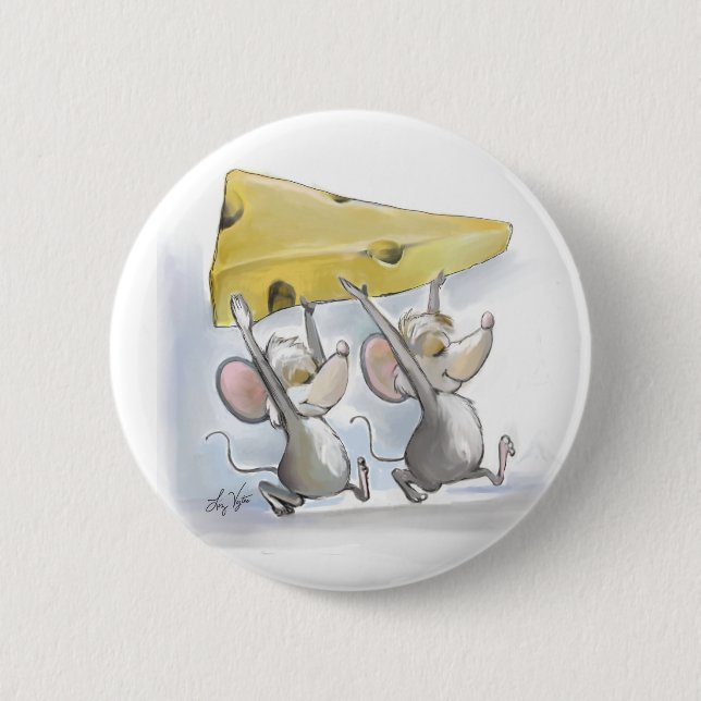 Badge Rond 5 Cm Mic & Mac Avec Le Bouton Fromage (Devant)