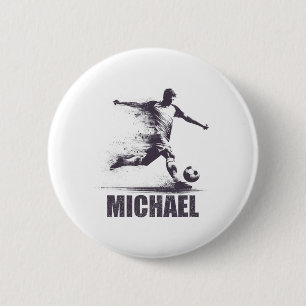 Badge Rond 5 Cm Michael Soccer Boys Personnalisé Prénom Michae