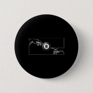 Badge Rond 5 Cm Michelangelo Billard Artistique Main De Dieu Noir