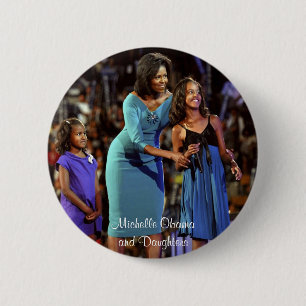 Badge Rond 5 Cm Michelle Obama et filles