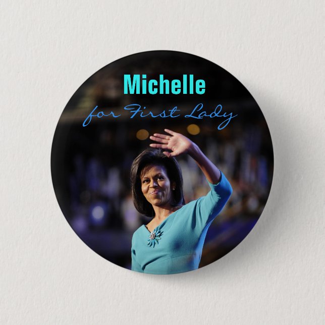 Badge Rond 5 Cm Michelle Obama pour première Madame Button (Devant)