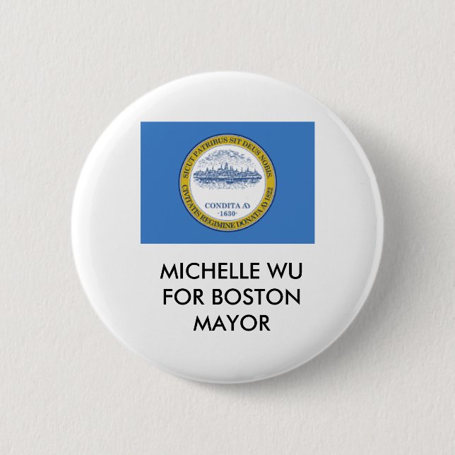 BADGE ROND 5 CM MICHELLE WU POUR BOSTON MYOR BUTTON (Devant)