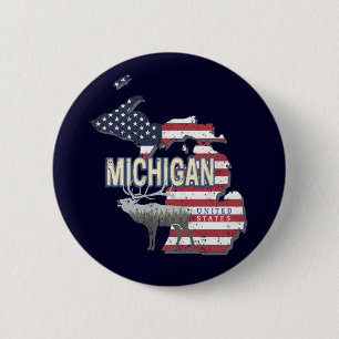 Badge Rond 5 Cm Michigan États-Unis Retro State Map Vintage États-