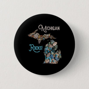 Badge Rond 5 Cm Michigan Rocks Petoskey Stone Hunting Tee Great La
