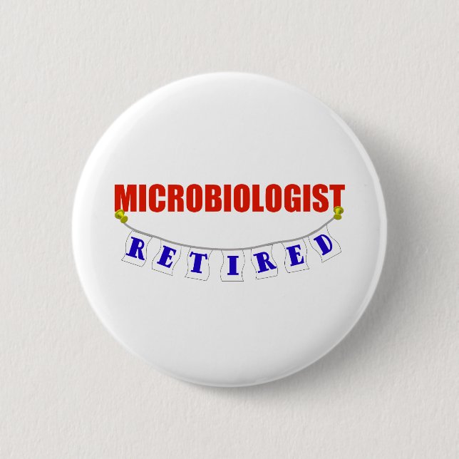 BADGE ROND 5 CM MICROBIOLOGISTE RETRAITÉ (Devant)