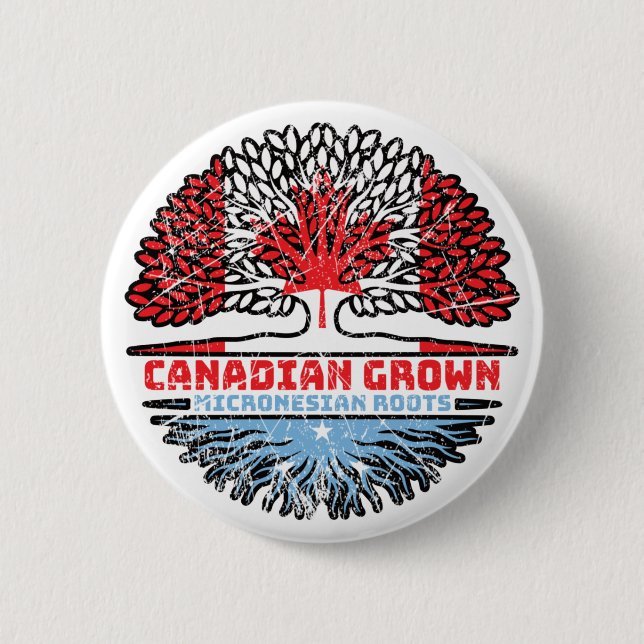 Badge Rond 5 Cm Micronésie Canada Micronésie Racines d'arbres (Devant)