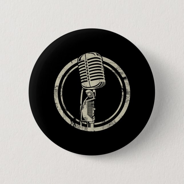 Badge Rond 5 Cm Microphone Stand up vocalist (Devant)