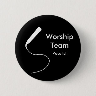 Badge Rond 5 Cm MicrophoneWhite, chanteur, WorshipTeam