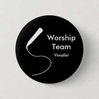 Badge Rond 5 Cm MicrophoneWhite, chanteur, WorshipTeam