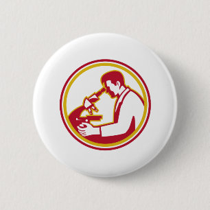 Badge Rond 5 Cm Microscope de chimiste de chercheur de laboratoire