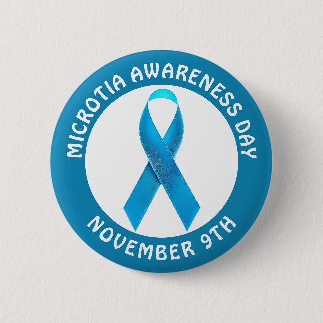 Badge Rond 5 Cm Microtia Blue Awareness Day Ribbon (Devant)