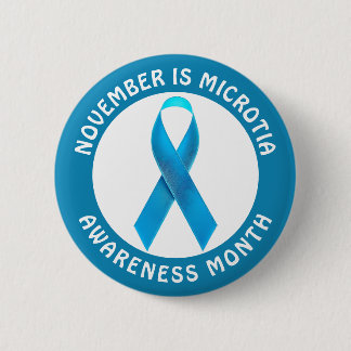 Badge Rond 5 Cm Microtia Blue Awareness Month Ribbon