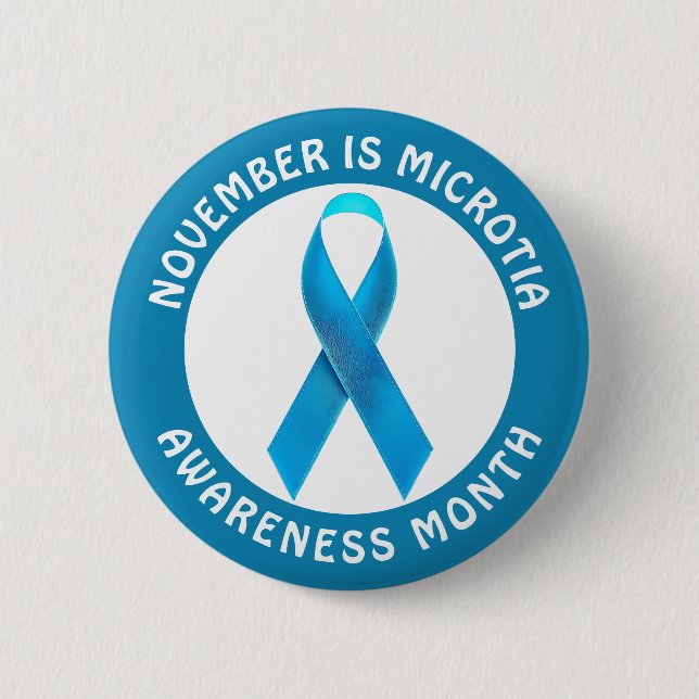 Badge Rond 5 Cm Microtia Blue Awareness Month Ribbon (Devant)