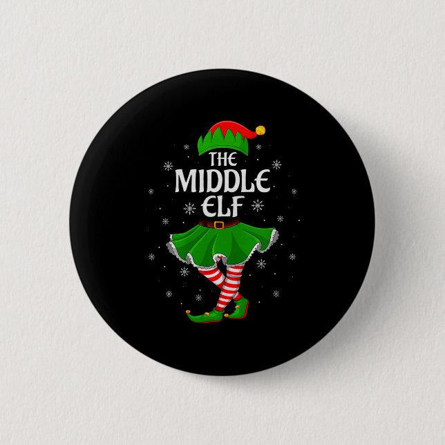 Badge Rond 5 Cm Middle Elf Christmas Family Girls Women Elf Squad  (Devant)