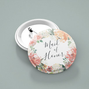 Badge Rond 5 Cm Midété Floral Maid of Honor