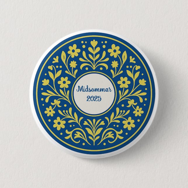 Badge Rond 5 Cm Midsommar - Midété suédois traditionnel (Devant)