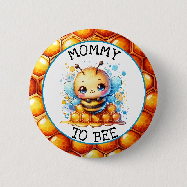 Badge Rond 5 Cm Miel abeille thème Baby shower de garçon Maman d'ê (Devant)