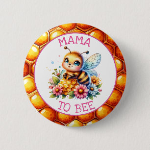 Badge Rond 5 Cm Miel abeille thème Fille Baby shower Mama à être