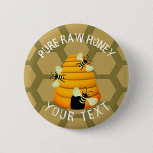 Badge Rond 5 Cm Miel pur et cru