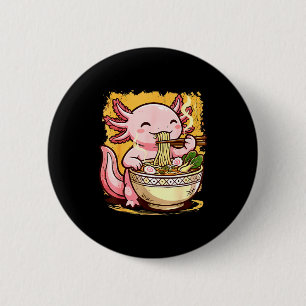 Badge Rond 5 Cm Mignon Axolotl Mange des Nouilles Ramen Axolotls R
