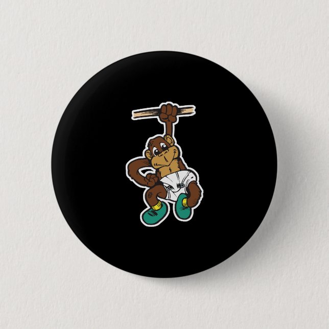 Badge Rond 5 Cm mignon bébé singe suspendu (Devant)