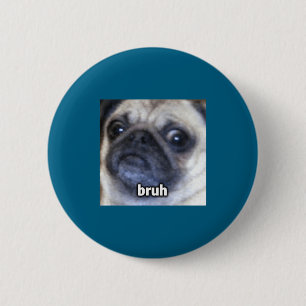 Badge Rond 5 Cm Mignon Bruh Pug Visage de Chien Flou