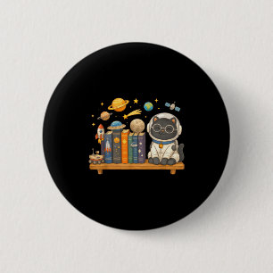 Badge Rond 5 Cm Mignon chat kawaii livres astronaute espace