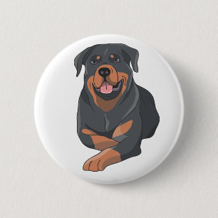 Badge Rond 5 Cm Mignon Chien Amoureux de Dessin Animé Rottweiler