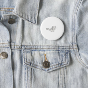 Badge Rond 5 Cm Mignon derrière de chat blanc, vue de dos, illustr