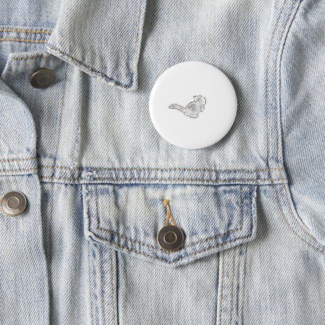 Badge Rond 5 Cm Mignon derrière de chat blanc, vue de dos, illustr (En situation)