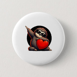 Badge Rond 5 Cm Mignon Drôle Cool Paresseux Dabbing Coeur Saint-Va