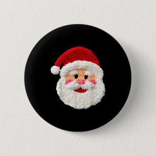 Badge Rond 5 Cm Mignon Drôle Prépa Fausse Laine Père Noël Visage J