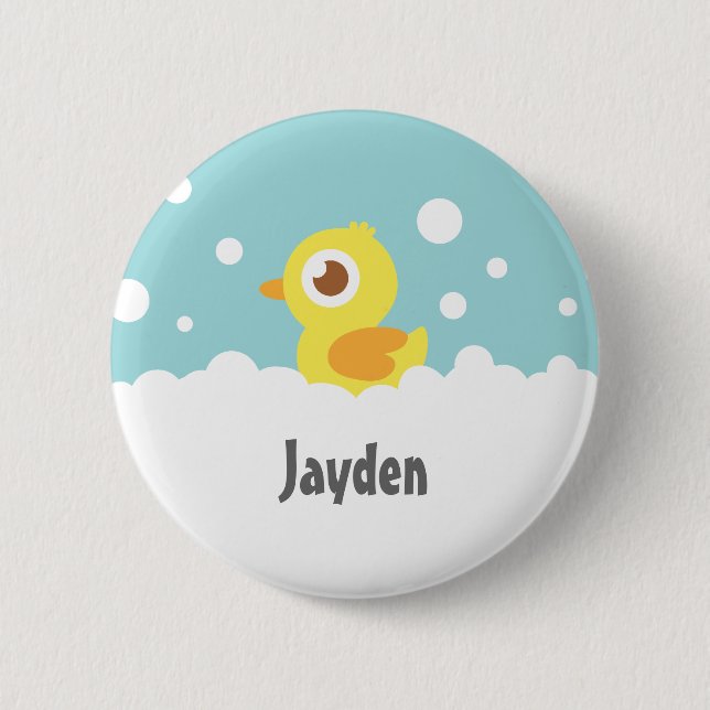 Badge Rond 5 Cm Mignon en caoutchouc mignon dans le bain moussant (Devant)