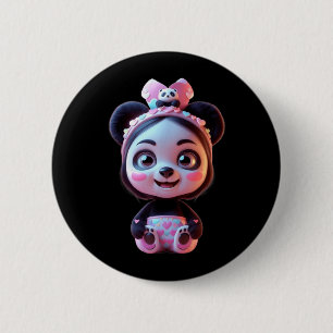 Badge Rond 5 Cm Mignon fille panda rose drôle unisexe pour hommes