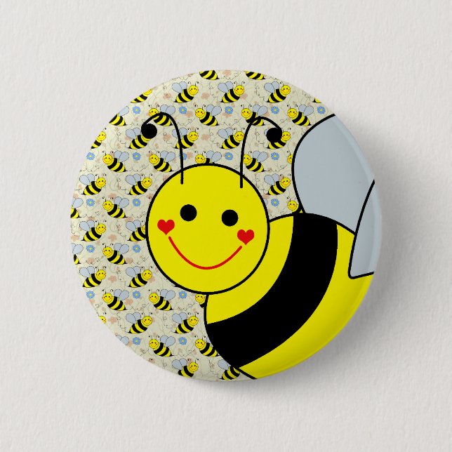 Badge Rond 5 Cm Mignon gaffez l'abeille (Devant)