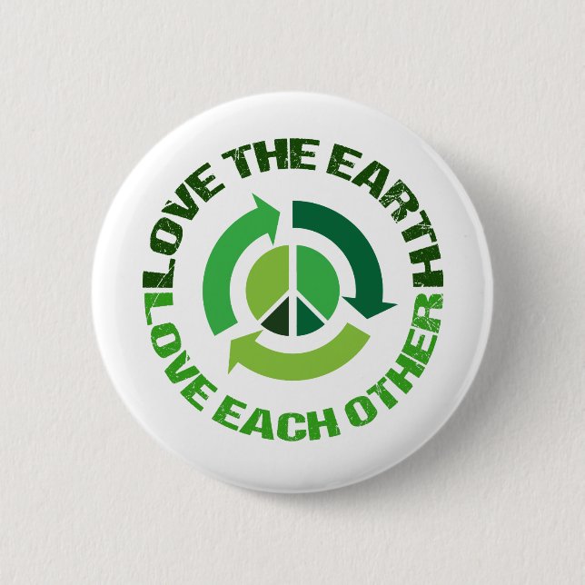 Badge Rond 5 Cm Mignon Love The Earth Activiste De l'environnement (Devant)