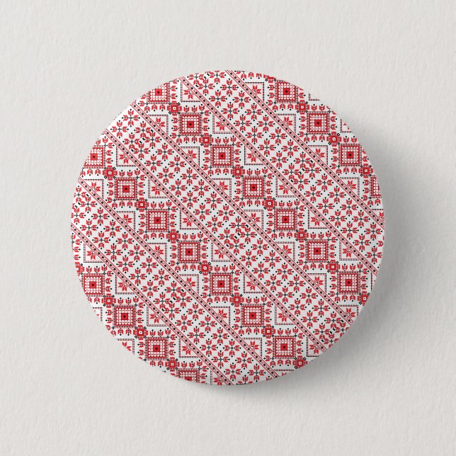 Badge Rond 5 Cm Mignon motif décoratif ukrainien rouge design (Devant)