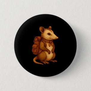 Badge Rond 5 Cm Mignon opossum randonneur camping randonneur forêt