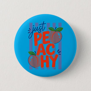 Badge Rond 5 Cm Mignon Pêche Été Graphique Rétro Alimentation Jeu