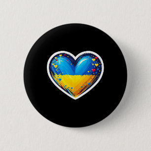 Badge Rond 5 Cm Mignon Ukrainien Bynner Fan Drapeau Ukraine Cœur R