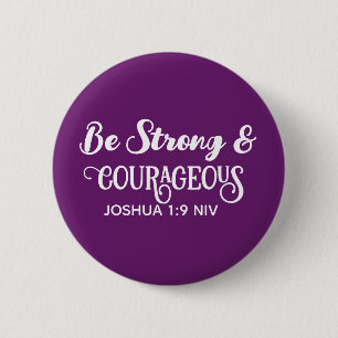 Badge Rond 5 Cm Mignon Violet Foncé Fort et Courageux Simple