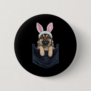 Badge Rond 5 Cm Mignonne Allemand Berger Casquette Bunny de chien 