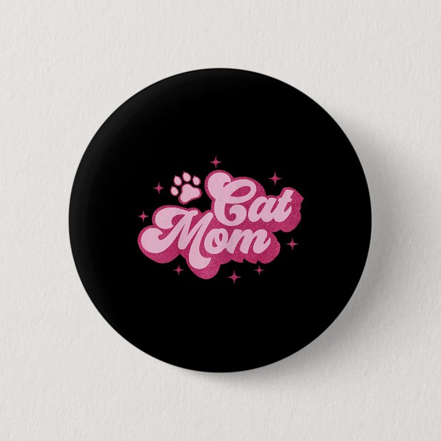 Badge Rond 5 Cm Mignonne chat Mam Chat Mama Kitty Kitten Chat Mama (Devant)
