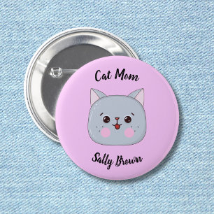 Badge Rond 5 Cm Mignonne Chat Visage Chat Maman