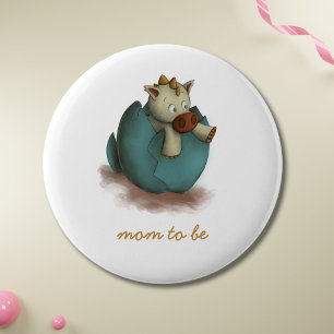 Badge Rond 5 Cm Mignonne Dinosaur Hatching Maman to Be