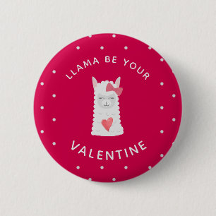 Badge Rond 5 Cm Mignonne et drôle Lama Saint Valentin